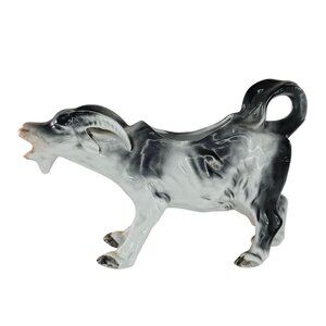 Vintage Ges Gesch Germany Goat Creamer Figurine Black White Farmhouse *CHIP*
